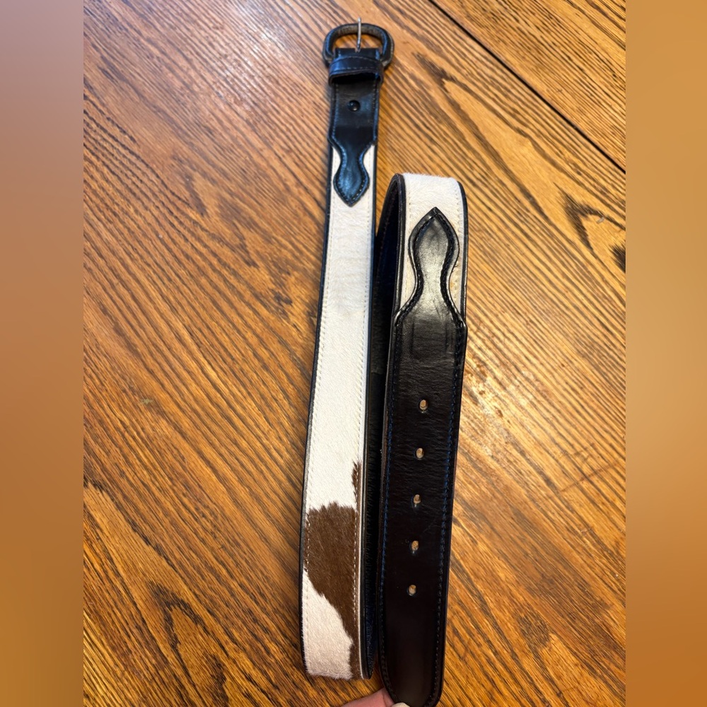 Black/White/Brown Hair on Hide  Western Men’s Cowboy Belt, Sz 40